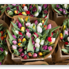 Tulpen op de bloemenmarkt